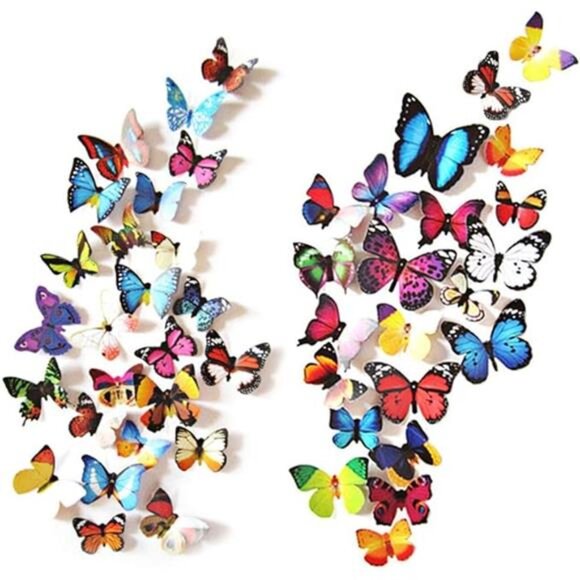 Butterfly Wall Stickers 80pcs Reusable 3D Plastic Decor for Bedroom Nursery Part - Picture 7 of 7